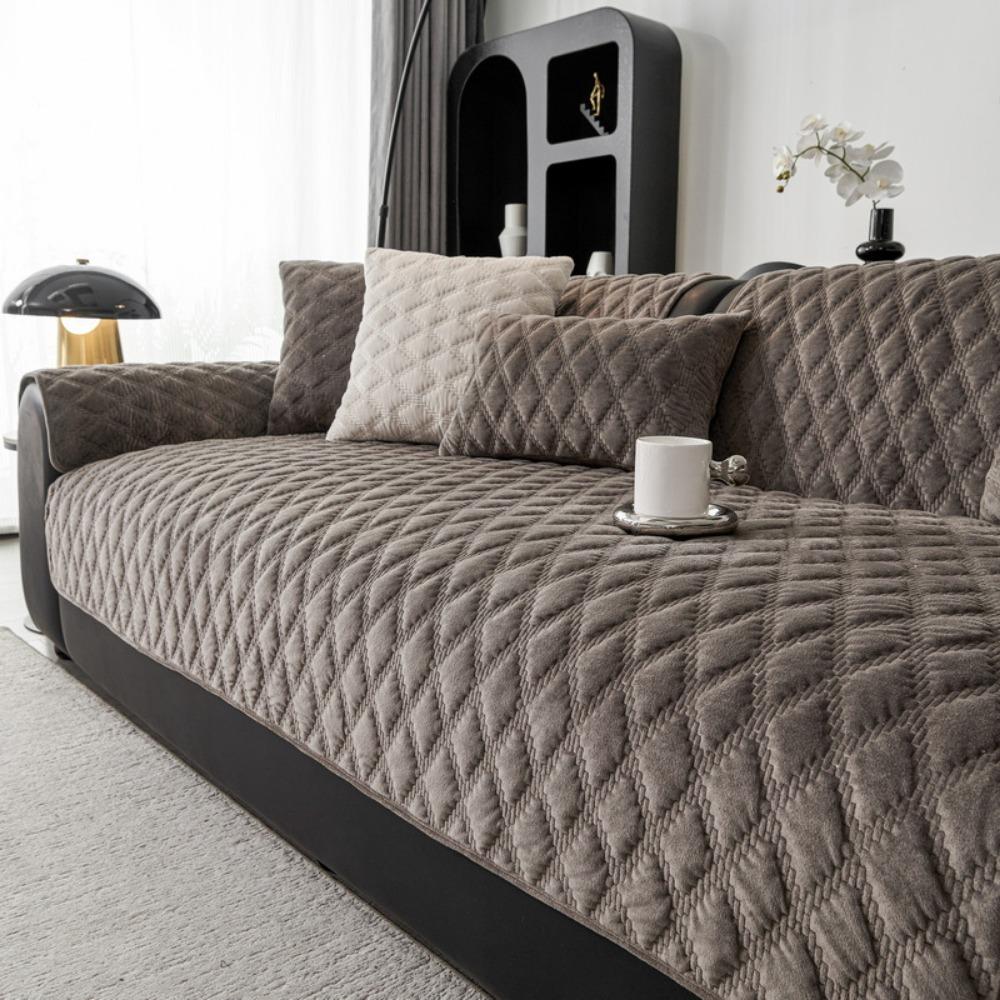 Nordic Style Sofa Slipcover Non Slip All Season Thickened Flannel Winter Plush Couch Cover for Living Room