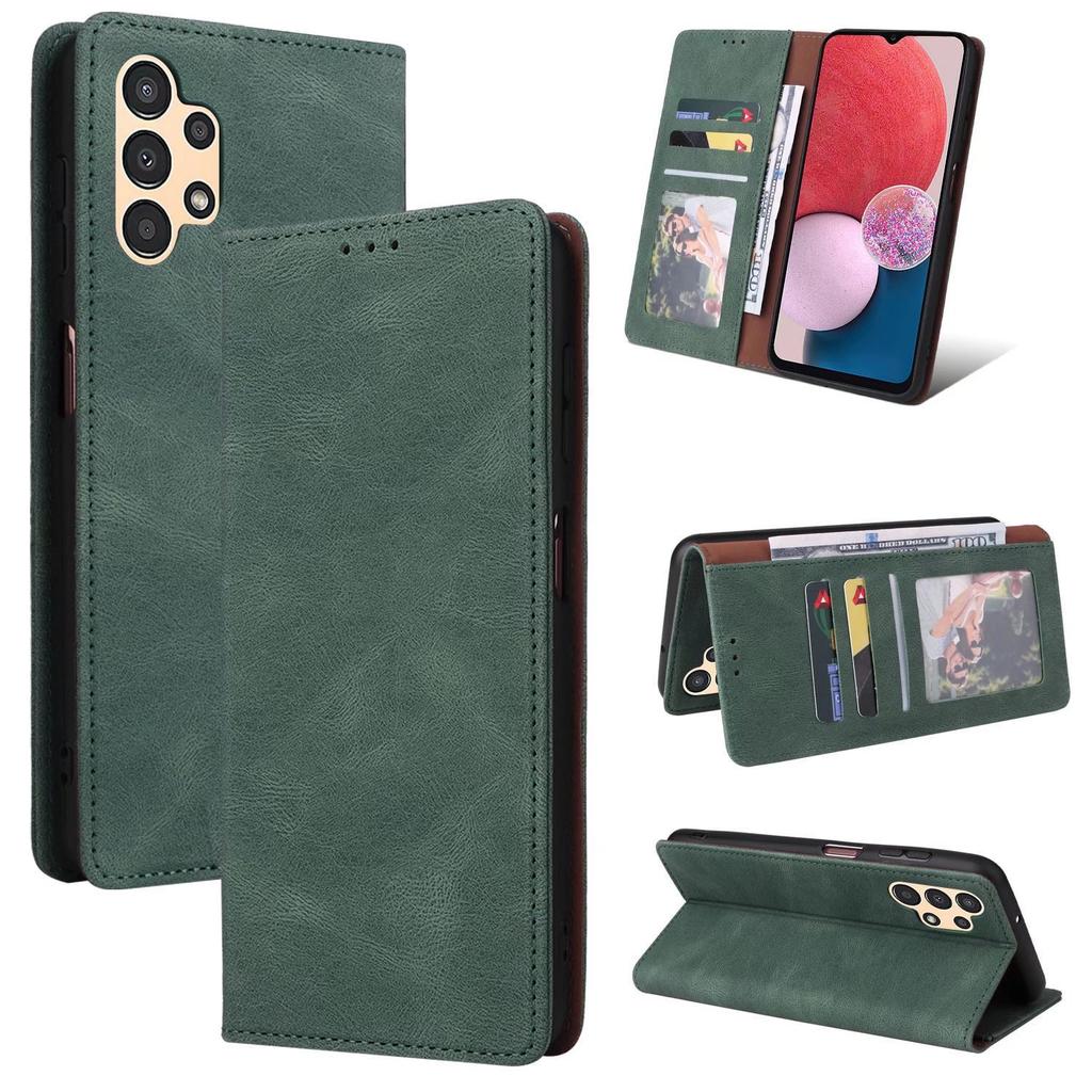 Suitable for S22 Mobile Phone Leather Case A03S Matte Suction Card Wallet Holder Protective Case S21FE Solid Color Case