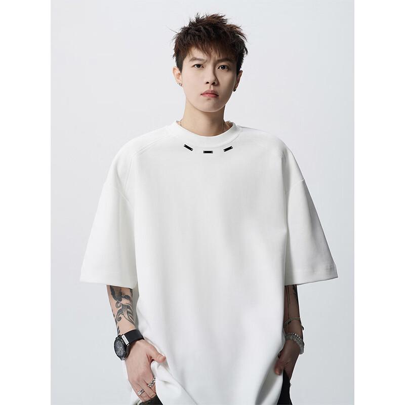 QOTRIOCK Men s Cleanfit Heavyweight Cotton T-Shirt with Steel Logo M