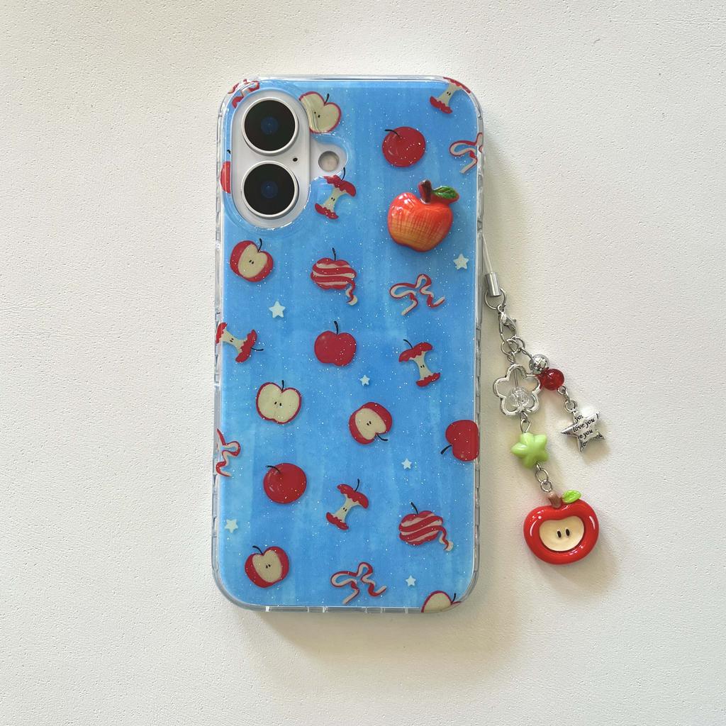 Ins fruit shell imd 3D cartoon relief phone case for iphone 15 13 promax 14 16 pro max cute back cover pendant capa