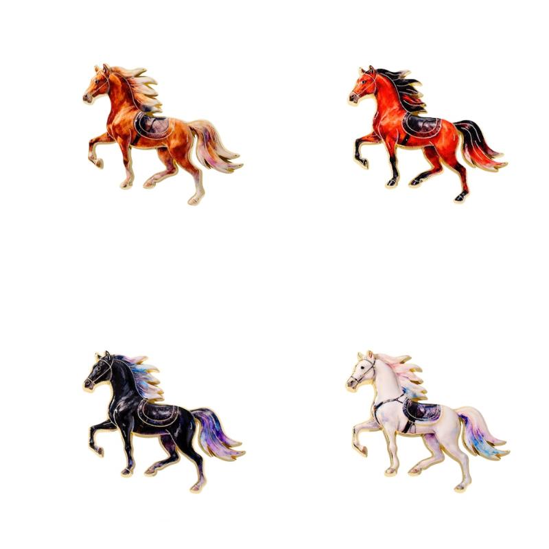 1/4Pcs Year Of The Horse Enamel Pin For Unisex Zodiac Horse Pony Brooch Clothing Backpack Accessory Metal Badge New Year Gift