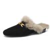 Fashion Women's Fashion Plush Slippers Winter New Retro Home Closed Toe Cotton Slippers Soft Flat Bottomed Toe Comfortable Women's Shoes