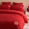 Milk Velvet Chinese Embroidery Red Bedding Set - Four-Piece Winter Wedding Collection