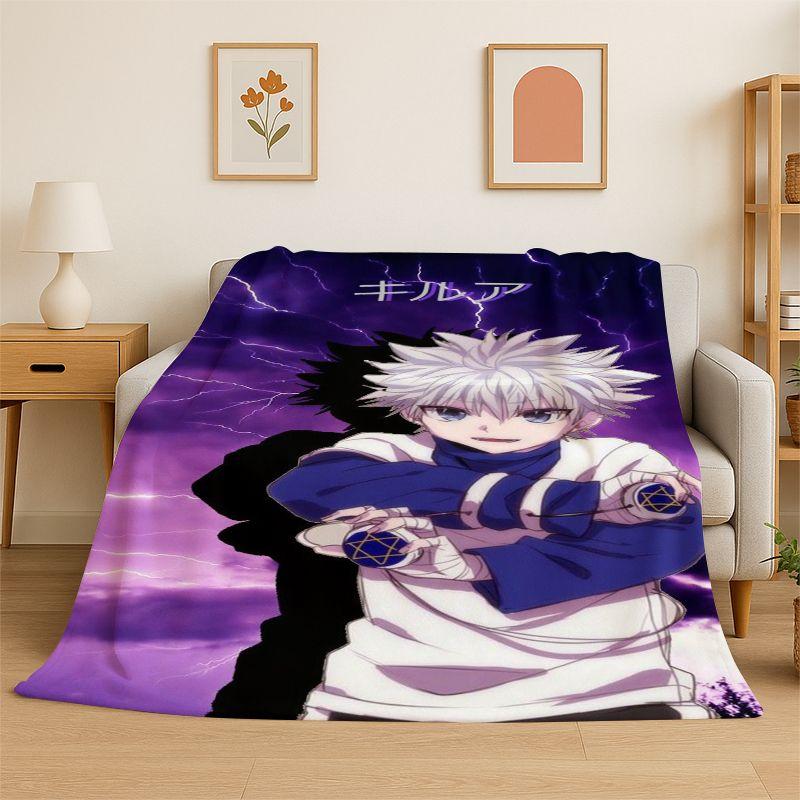 Anime Hunter × Hunter HxH Cartoon Flannel Blanket Soft Warm Throw Blanket for Bedroom Living Room Bed Travel Camping Picnic