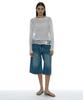 PARTIMENTO WOMEN Sheer Boatneck Knit Top_White