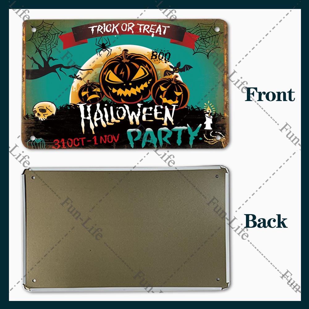 Halloween Pumpkin Tin Sign Vintage Plate Bat Poster Painting Festival Metal Signs Bar Art Party School Wall Home Decor 20x30cm