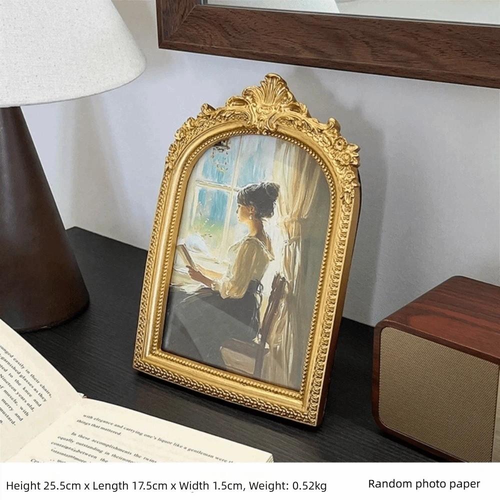 Golden Lace Decorative Photo Frame Arch Shaped Wall Hanging Decor Photo Frame Photo Display Design Picture Frame Home Frame