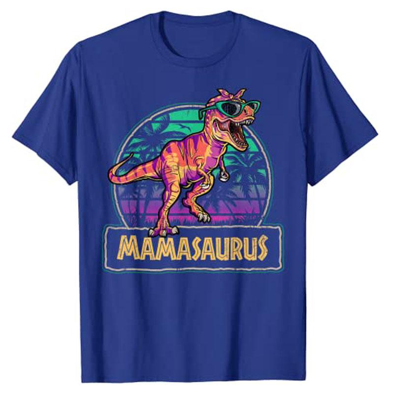 Mamasaurus T Rex Dinosaur Mama Saurus Family Matching Women Cute T-Shirt Graphic Tee Shirts S
