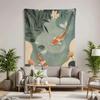 Zen Inspired Koi Fish Lotus Tapestry, Japanese Serene Wall Art For Bedroom Living Room Home Decor Accessories