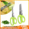 Multi-functional Stainless Steel 3/5 Layer Kitchen Scissors Pepper Shredded Chopped Scallion Cutter Laver Cut Cooking Tool