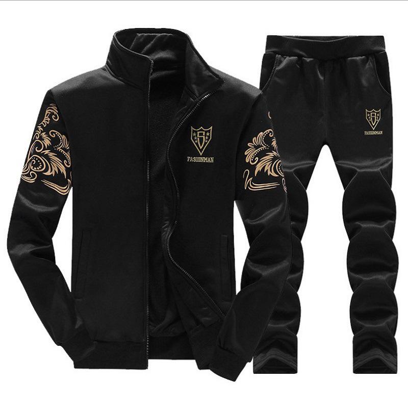 

Мужской осенне-зимний повседневный вышитый комплект куртки - Двойка в подростковом стиле INS 4XL чёрный