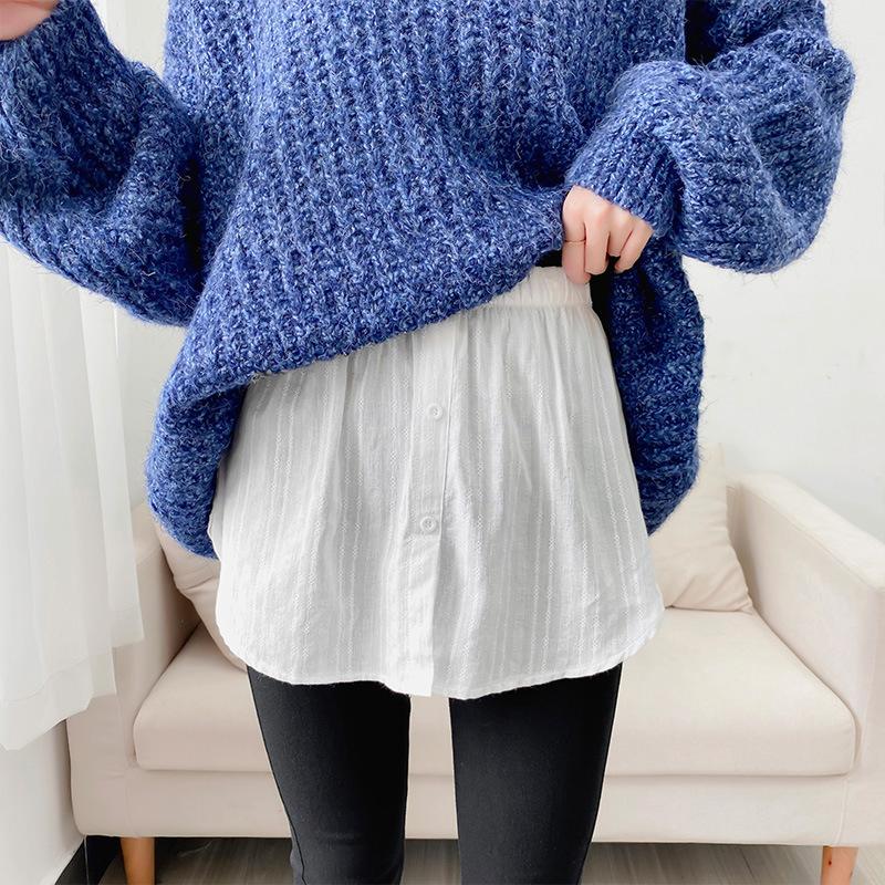 Mini-jupe Fausse pour Femme Couleur Unie Faux Ourlet Détachable