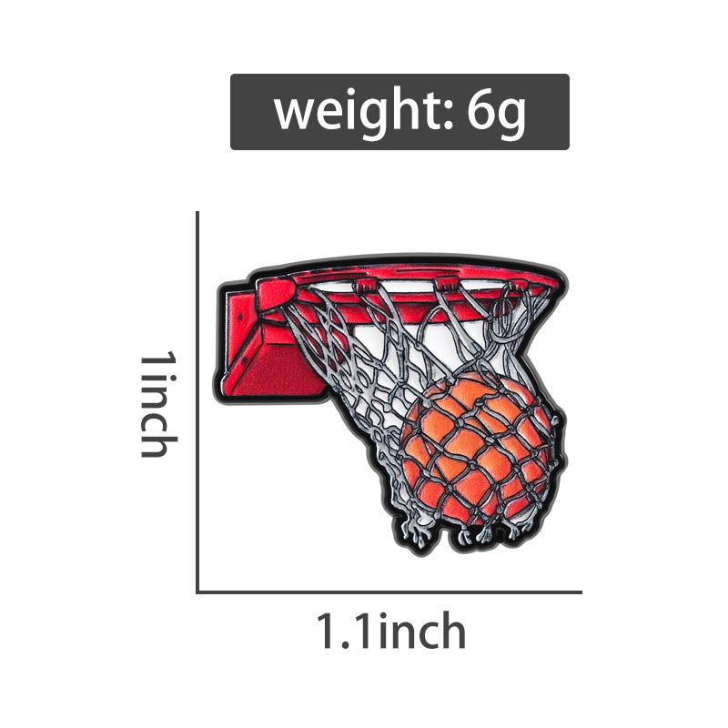 Perfect Shooting UV Printing Pins Cartoon Basketball Brooches Lapel Badges Fun Sports Jewelry Gift for Kids Friends