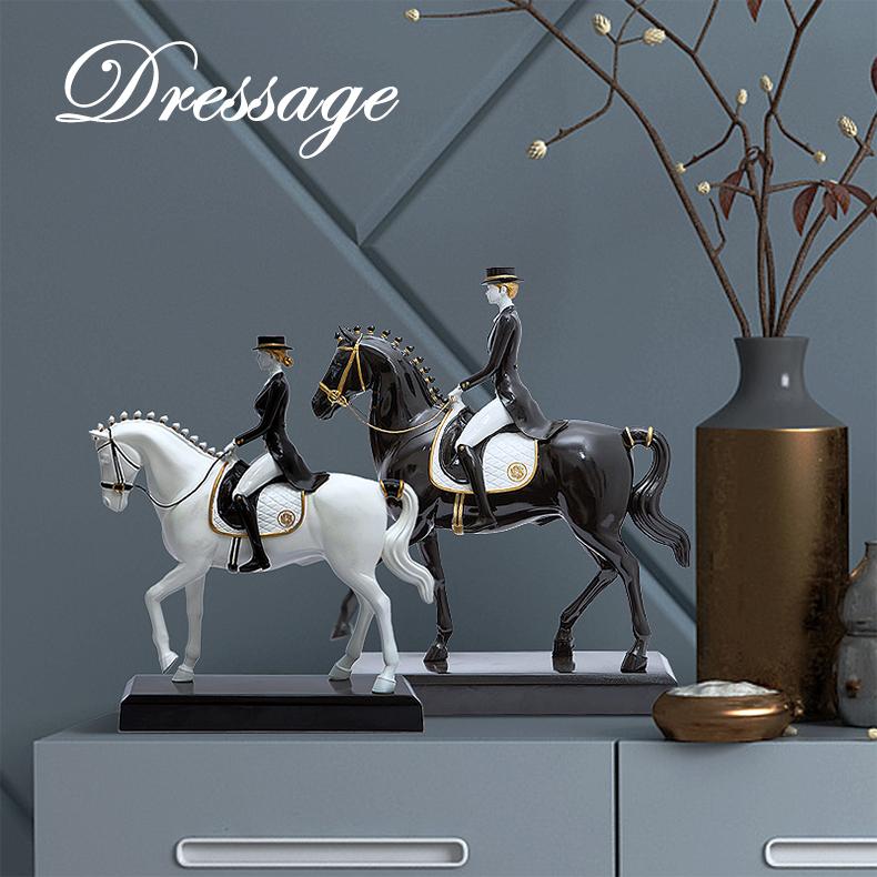 British style simple riding figures, home horse ornaments, living room study decorations