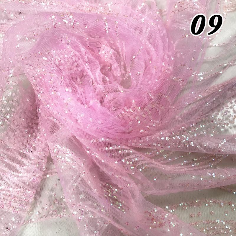 Glitter Sequin Lace Fabric Iron Bronzing Wave Pattern Polyester Material Bridal Wedding Party Evening Dress Fabric DIY Textile