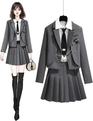 JIURUN Lolita Uniform Gothic Lolita Military Halloween Anime Mori Girl Pleated Skirt and Gothic Plus Perfect for Graduation 4-Piece Set, Costume,
