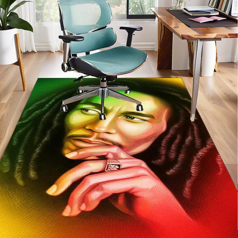 Bob music Vibrant Art Office Rug Chair Mat, Game Carpet, Suitable for Front Door, Bedroom, Living Room, Desk, Holiday Gift