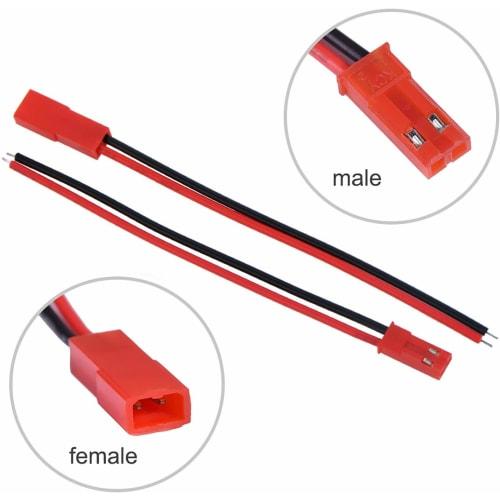 GTIWUNG 30 Pairs JST 2-Pin Male/Female Connector Plugs with 10CM/15CM 22AWG Cables for RC BEC LiPo Battery