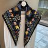 Spring and Autumn Premium Triangle Scarf Double Layer Satin Korean Edition Small Shawl Silky Smooth Foreign Style Neck Protection Silk Scarf Scarf