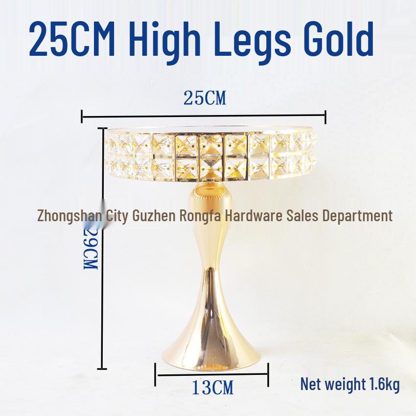 Gold Crystal Cake Stand - High-Footed Square Dessert Display Table for Weddings