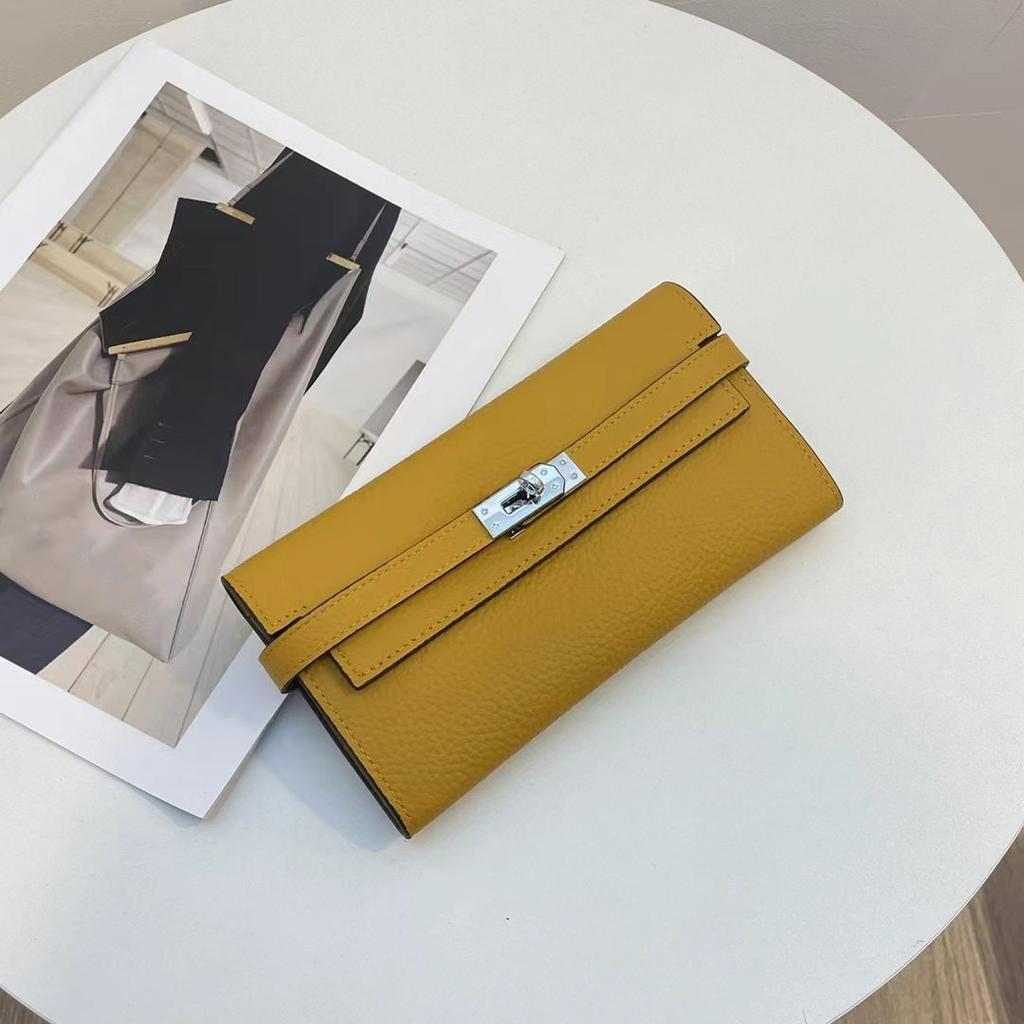 Prabangios moteriškos piniginės iš natūralios odos, aukštos kokybės, pagamintos iš pirmo karvės odos sluoksnio, ilga piniginė sidabro spalvos užsegimu, nuostabi delninė be logotipo