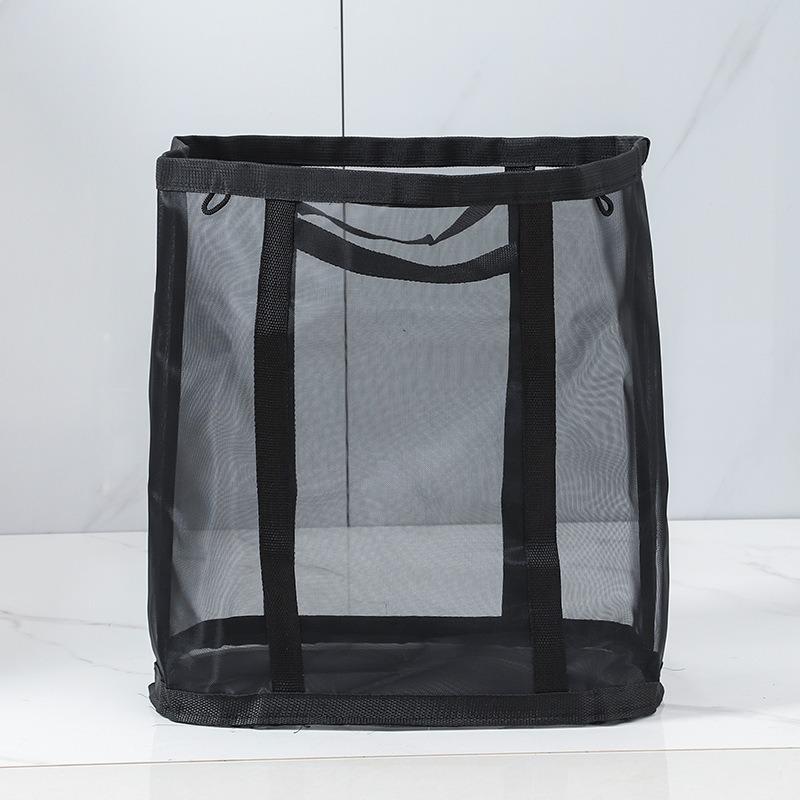 Portable Foldable Wall-Mounted Laundry Basket: Large Capacity Mesh Storage for Bathroom and Toilet.