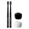 Curaprox Toothbrush Black/White (Black X Black) Set of 2 + Toothbrush Stand (Black X White)