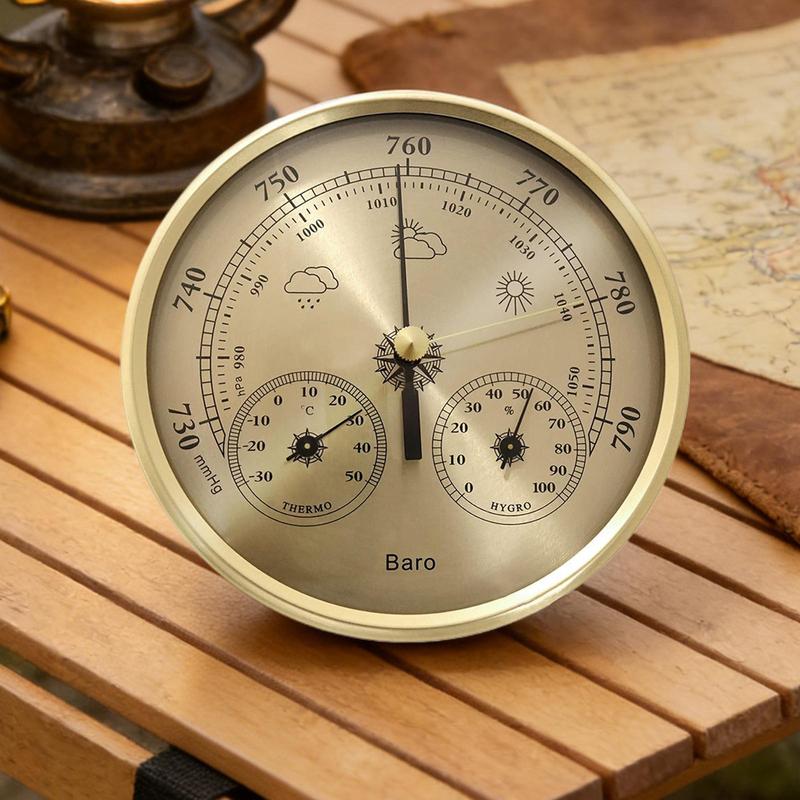 Weather Barometer Portable Temperature Monitoring Meter Accurate Weather Monitoring Gauge for Women Men Adults Boat Camping