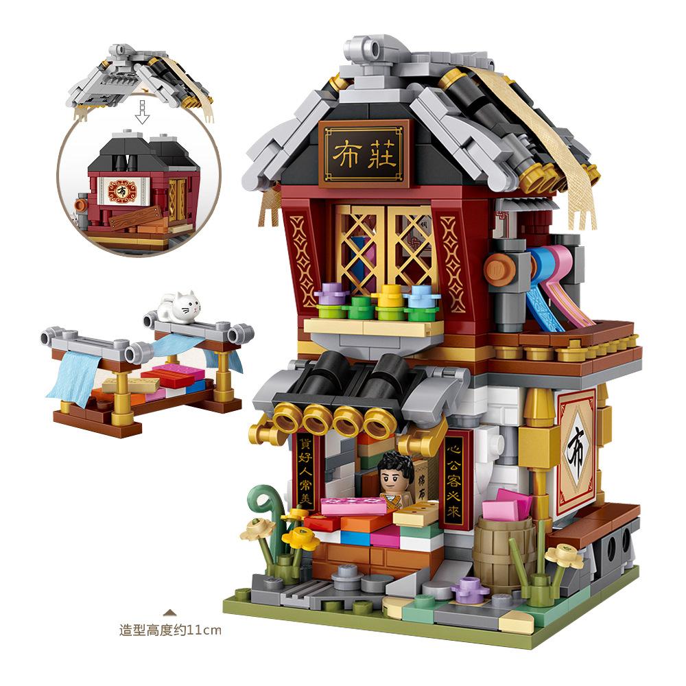 Klocki LOZ Mini Sklep Uliczny Styl Chiński Klocki Budowlane Bar Sklep z Jedzeniem Zabawki do Składania Dla Dzieci Prezenty Świąteczne Dziewczynki 1722