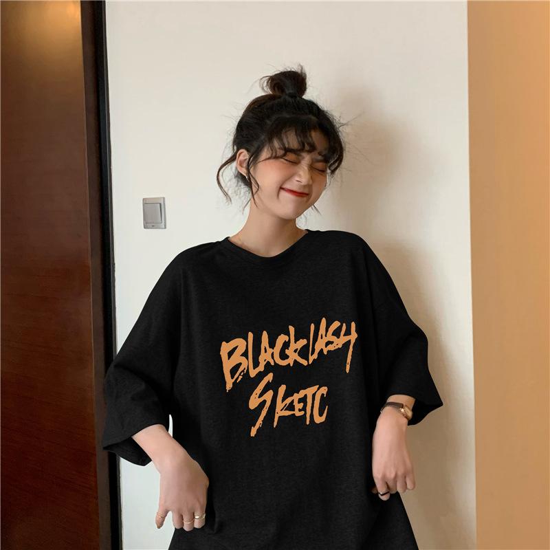 Vintage Buchstabenprint Lässiges Oversize T-Shirt Sommer koreanisch Kurzarm T-Shirts für Damen Kleidung Harajuku Studenten Y2k Oberteile Streetwear