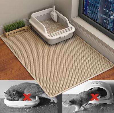 Katzenstreumatte, doppellagig, wasserdicht, urindichte Auffangmatte, leicht zu reinigen, rutschfeste Toilettenunterlage, Katzenkratzunterlage, große Fußunterlage