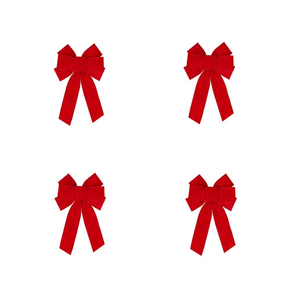 4PCS Red Bows Knot Christmas Decoration And Various Festive Decoration 19x31x5cm