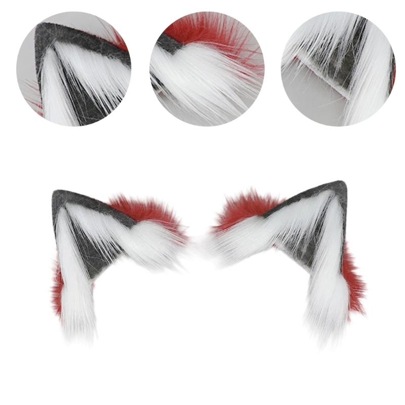 Realistic Wolf Ear Headbands Carnivals Party Plush Headpiece Movie Enthusiasts Party Role Play Animes Makeup Hairband