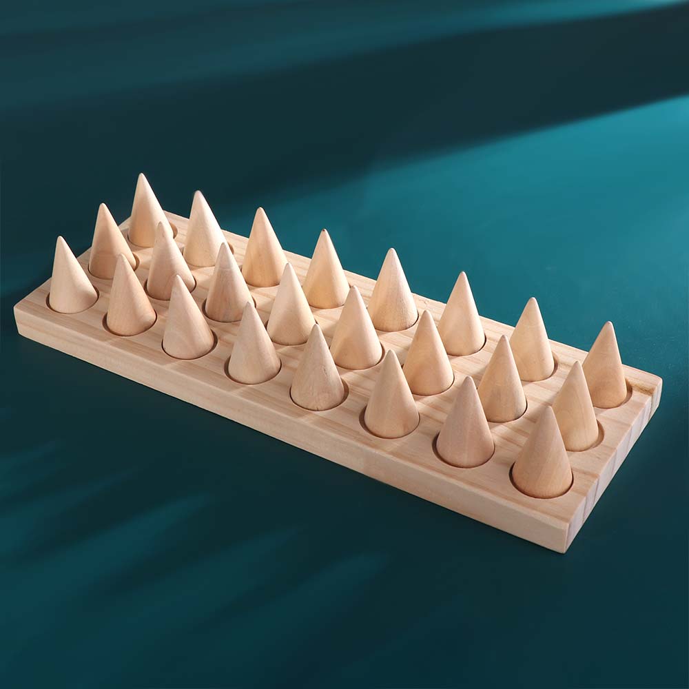 Modern Finger Rings Holder Retro Ring Storage Rack Wood Cone Ring Display Stand Jewelry Props