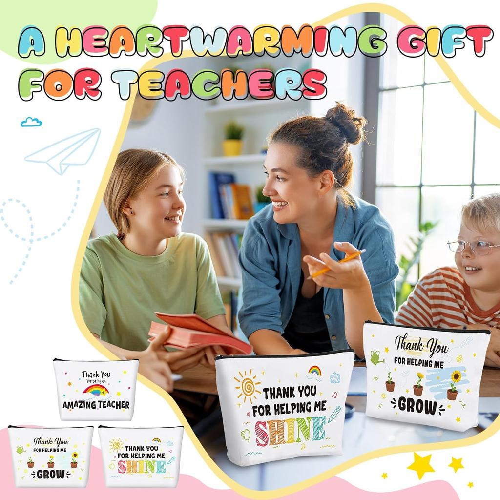 Teacher Gifts Teacher Appreciation Gifts Thank You Teacher Gift Bags Zipper Cosmetic Makeup Bag Canvas Pencil Pouch