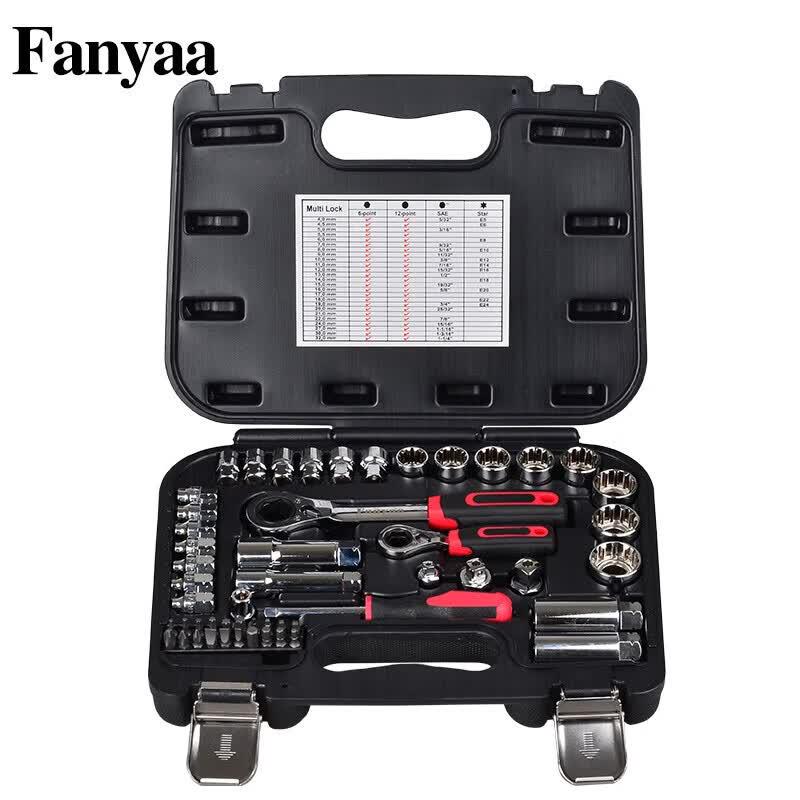 Fanyaa 52-Piece Pass-Through Ratchet Wrench Tool Set