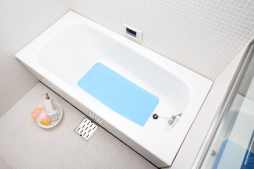 Wellfan Anti-Slip Bath Mat, Try Touch, Blue, Large Size