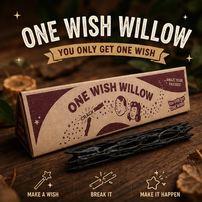 3D Printed Black Willow Stick Ornament Prop One Wish Willow Sticks with Box for Retro Party Favor Lucky Wishing Stick for Gifts