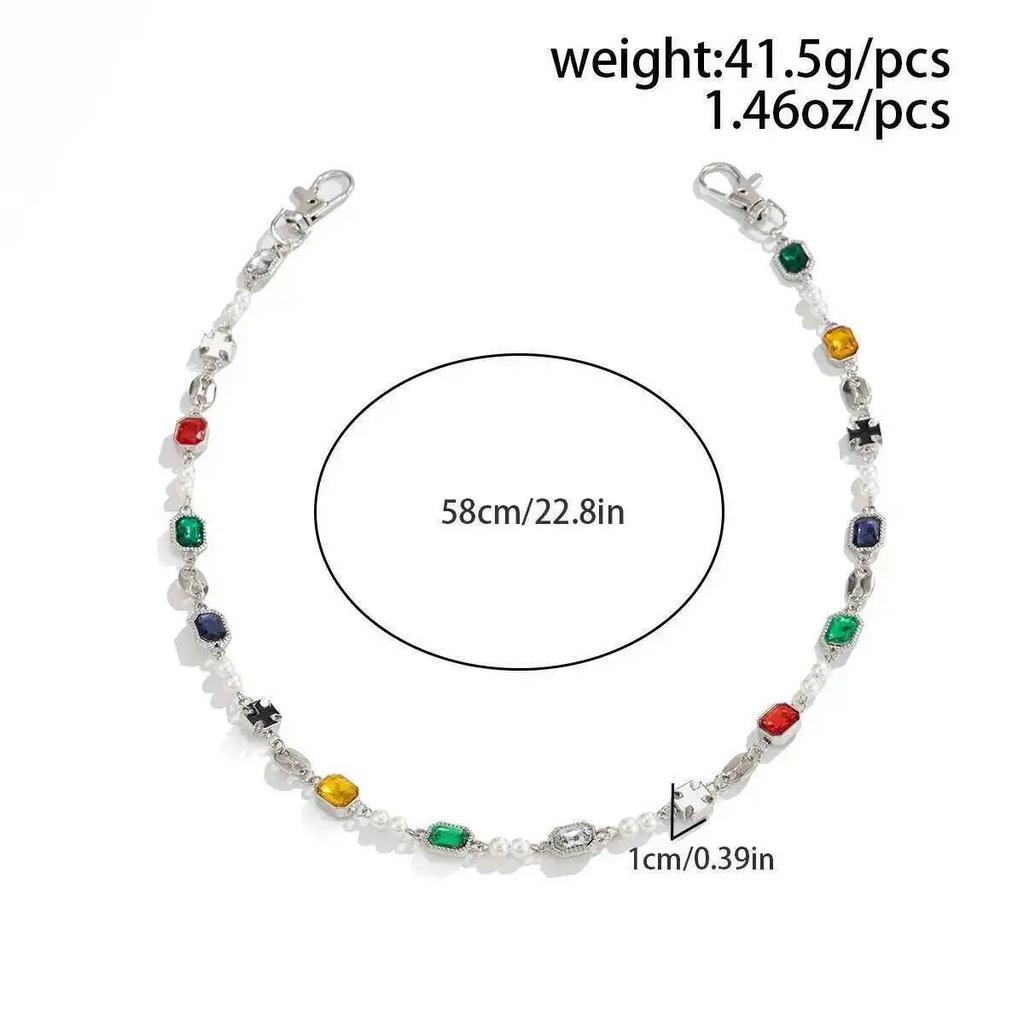 IngeSight.Z New HipHop Luxury Imitation Pearl Keychain Belt Chain Men Creative Punk Trouser Jeans Pants Chain Jewelry Accessory