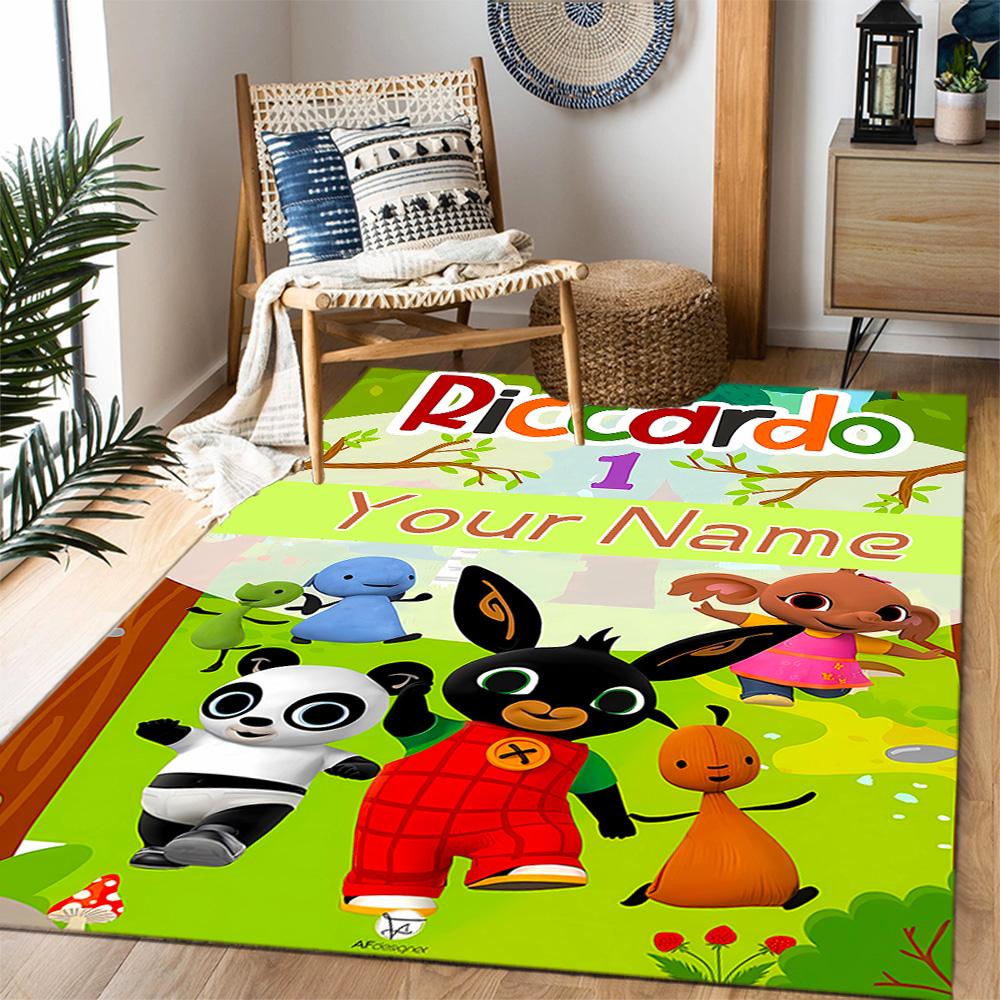 Bunny Friend Personalized Text Floor Mat Perfect for Balcony Hallway Decorate room Living Rooms Anti-slip Rug Anime Office Decor Best for Christmas