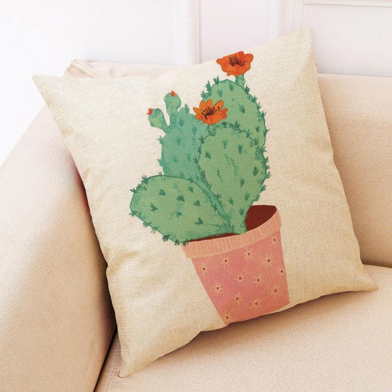Creative Cactus Potted Plant Throw Pillow Covers With Digital Printing Of Short Plush Fabric Car-Shaped Sofa Cushion Home Decor