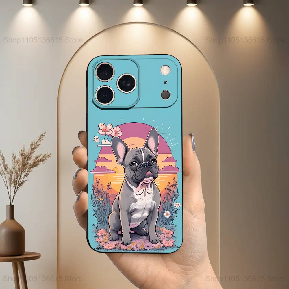 

Cute Dog Drench Bulldog For iPhone 12,16,11,14,15,17,13,X,Mini,SE,Max,8,7,XR,XS,Plus,Pro,Soft Silicone Black Case iPhoneXR