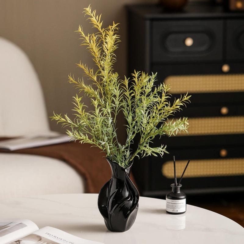 Nordic Ceramic Vase Abstract Grass Dried Real Flower Living Dinning Room Cabinet Office Desktop Decoration Gift