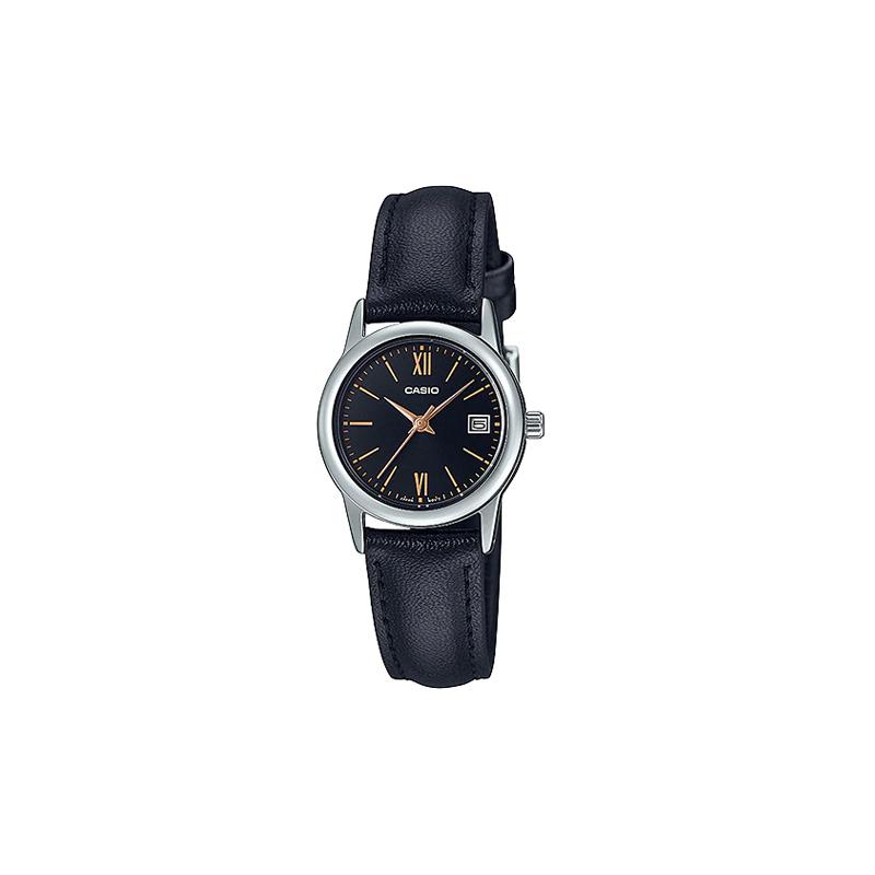 

Casio CASIOSTANDARD series simple retro small round watch business casual fashion quartz movement leather strap Japanese and Korean LTP-V002L-1B3 чорний