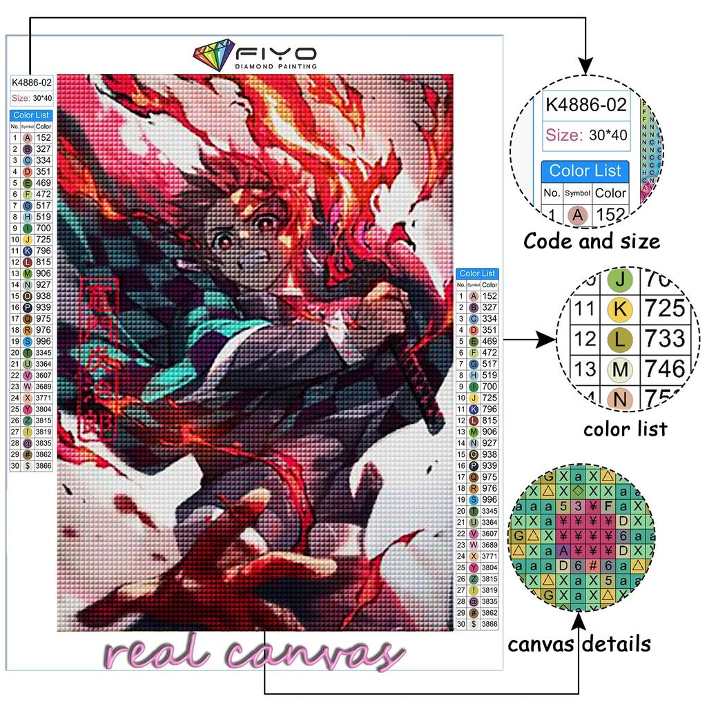 5D DIY Diamond Painting Cross Stitch Demon Slayer: Kimetsu No Yaiba Diamond Embroidery Mosaic Wall Art Home Decoration