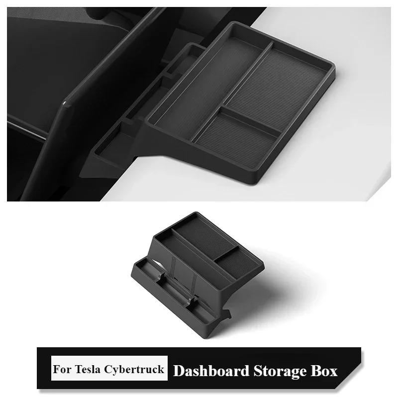 Instrument Panel Storage Box for Tesla Cybertruck 2025 Silicone Screen Rear Storage Box Hidden Tissue Tray Holder Accessories
