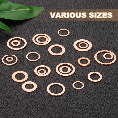 PATIKIL M8 Copper Flat Washers, Seal Rings, 18 Pieces, 13mm Outer Diameter, 1mm Thick, Heat and Oil Resistant for Screws, Bolts, Sump Plugs, and Oil D