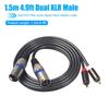 Dual XLR Male To Dual RCA Male Audio Cable Adapter Wire 1.5m/4.9ft Black for Microphone Mixer Headphone Amplifier