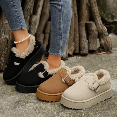 Übergröße Schneestiefel Damen Winter neu Retro Baumwollstiefel gefüttert verdickte Plateau Baumwollschuhe