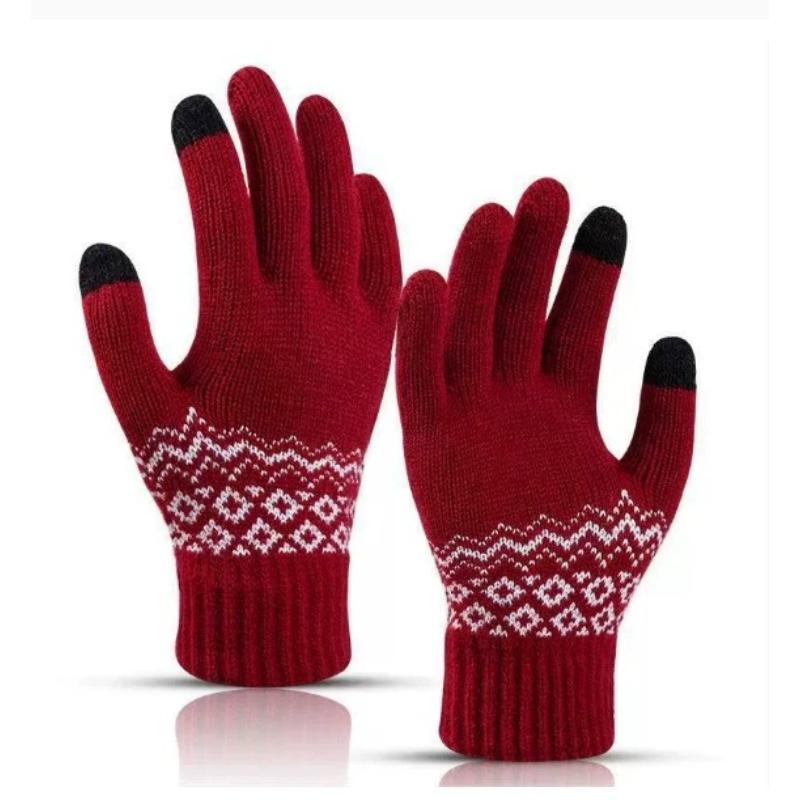 Winter TouchScreen Gloves Women Men Warm Stretch Knit Mittens Imitation Wool Full Finger Guantes Female Crochet Luvas Thicken